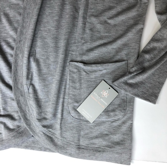 NWT Harmony Balance gray open front 3/4 sleeve soft cardigan sweater 1X - Picture 2 of 6